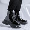 Men's Quality Selection Boots British Trend High-end Patent Leather High-top Boots High Quality Platform Mens Shoes Botas Hombre