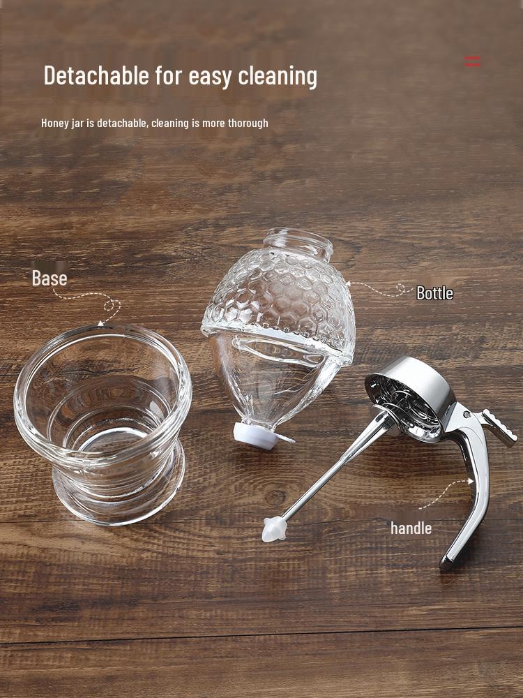 Инновационный герметичный стеклянный диспенсер для меда и сиропа с воронкой и подставкой