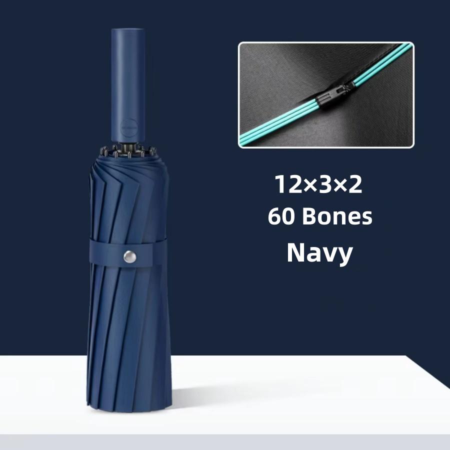 Ветрозащитный дорожный зонт от дождя с 60 спицами - Легкий, прочный, компактный с простой кнопкой автоматического открытия/закрытия 1 шт.