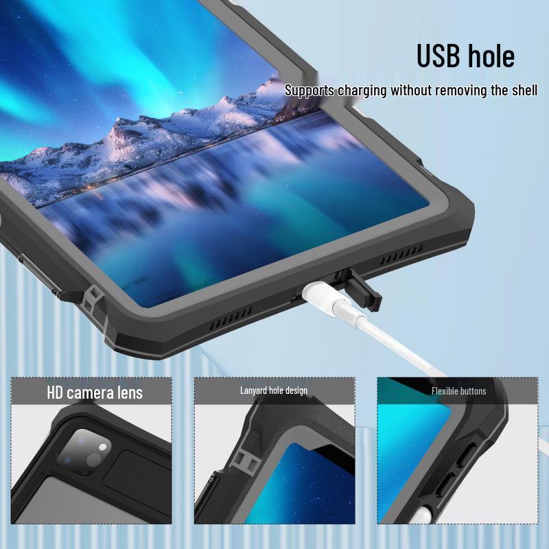 Водонепроницаемый противоударный защитный чехол для iPad Pro 11 5-го поколения, Полное покрытие, Устойчивый к износу и царапинам, Портативная крышка для планшета