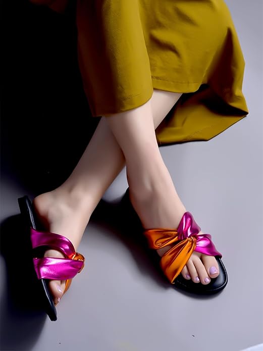 Shoetopia Женские плоские шлепанцы-сандалии Мягкая замша Узел на ремешке Повседневные летние шлепанцы для ежедневного комфорта Стильные, |Обувь Легкая|