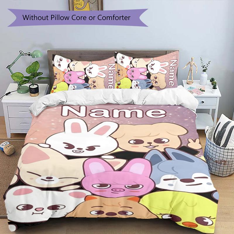 3pcs Kpop Team2 Cover Set - Personalized Name, HD Printed Bedding with 1 Cover and 2 Pillowcases - Perfect for Home Decor, Easy Care