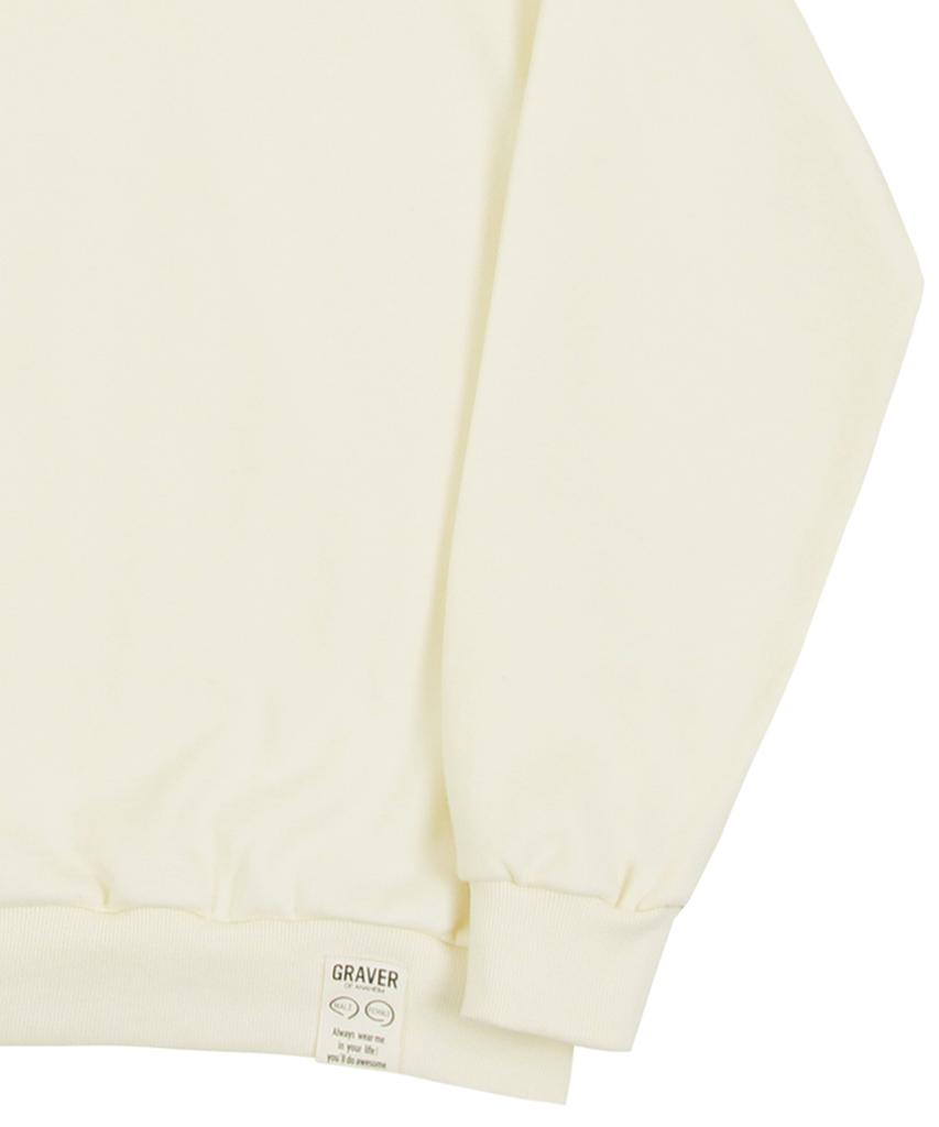GRAVER [Unisex] Double Smile Embroidered Logo Sweatshirt_Cream
