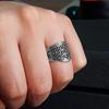 Мужское кольцо из стерлингового серебра 925 пробы с вышитым исламским письмом бесцветным аксессуаром для него