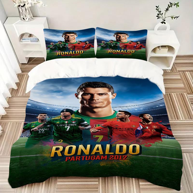 Ronaldo'S Legacy Soccer Print 3Pcs Bedding Setduvet Cover With 2 Bedropillowcase Home Birthday Gift