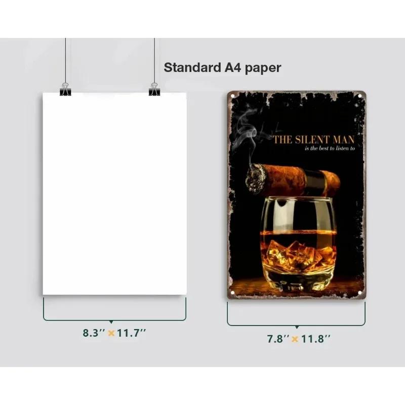 Винтажный постер Виски Сигара Металлическая жестяная табличка Ретро Декоративные тарелки Для Гаража Клуба Мужской пещеры Бара Отеля Кафе Настенный декор
