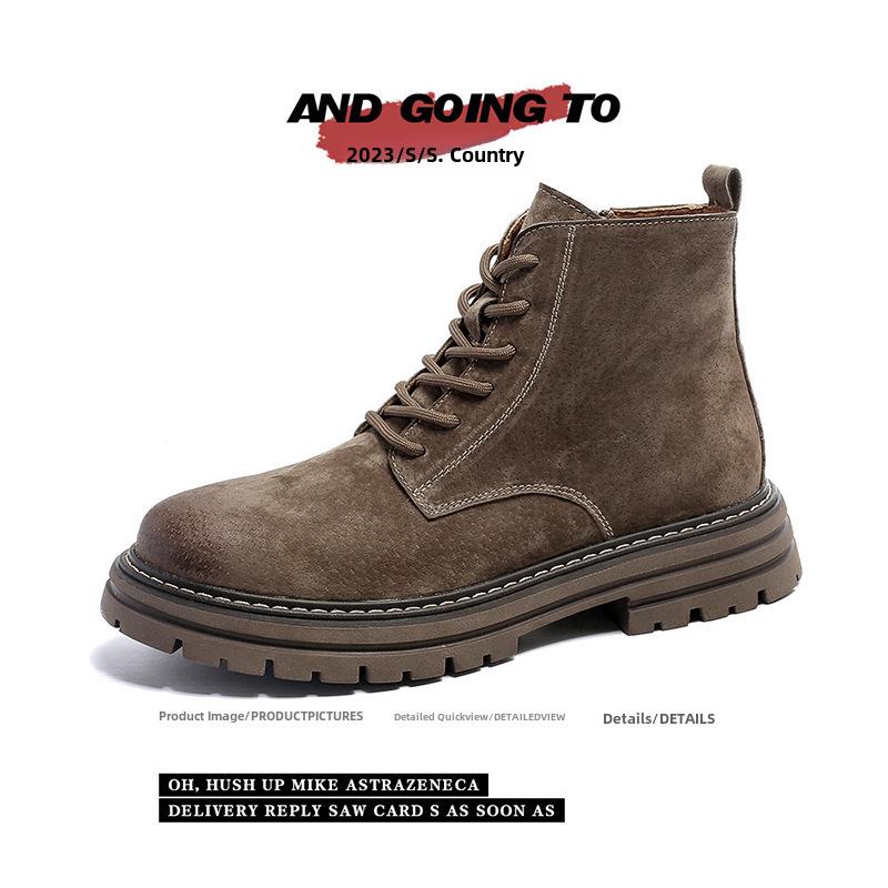 Мужские короткие ботинки Martin Retro 2024 года: Модные универсальные желтые рабочие туфли в британском стиле на осень