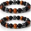 Праздничные подарки Набор браслетов из тигрового глаза, черного оникса, гематита Натуральные модные украшения для мужчин и женщин Повседневное ношение Подарок
