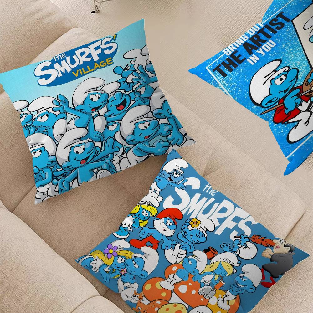 Cartoon Cute SSmurfs Decorative Room Aesthetics Pillow Case Home Decor Bedroom Sofa Bed Couch Pillow Cover x