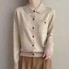 Autumn Winter Women's Wool Cardigan Polo Collar Sweater Coat Solid with Pocket Clothing Long Sleeve Knitwear Basic Top