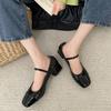 Fashion Temperament Xiaoxiang Square Head Shallow Mouth Thick Heel Single Shoes Women's 2025 New Summer French Skirt Mary Jane Shoes