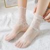 Ultra Breathable Thin Summer Lace Socks for Women - White Fishnet Mid-Calf Sexy Lolita Style