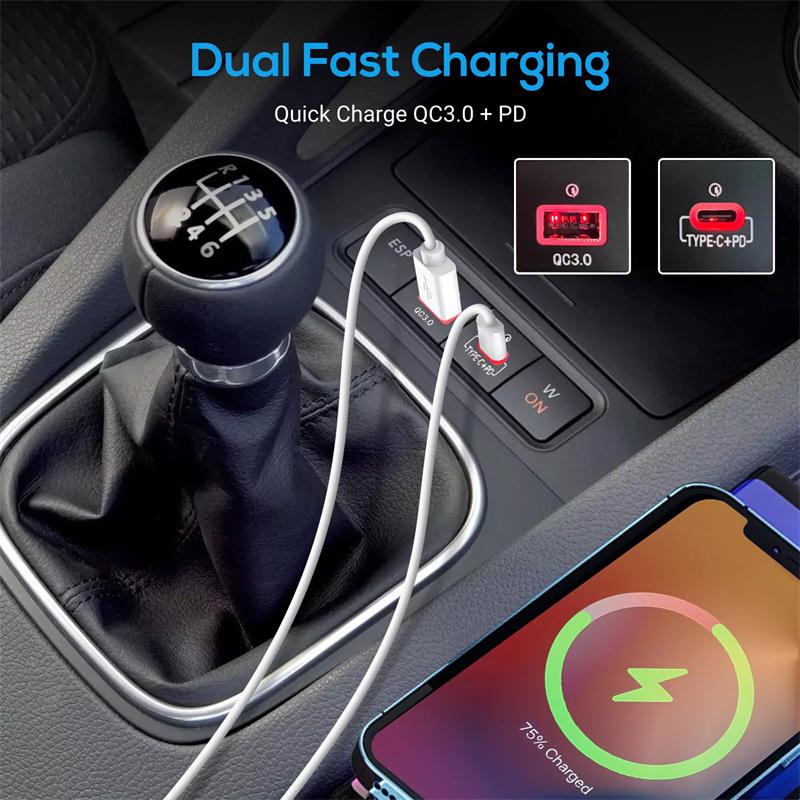 Для VW Golf 6 MK6 Jetta 5 MK5 Scirocco 2006 - 2012 Автомобильное USB-зарядное устройство PD Быстрая зарядка QC3.0 Автоматический адаптер для зарядки телефона Кнопка