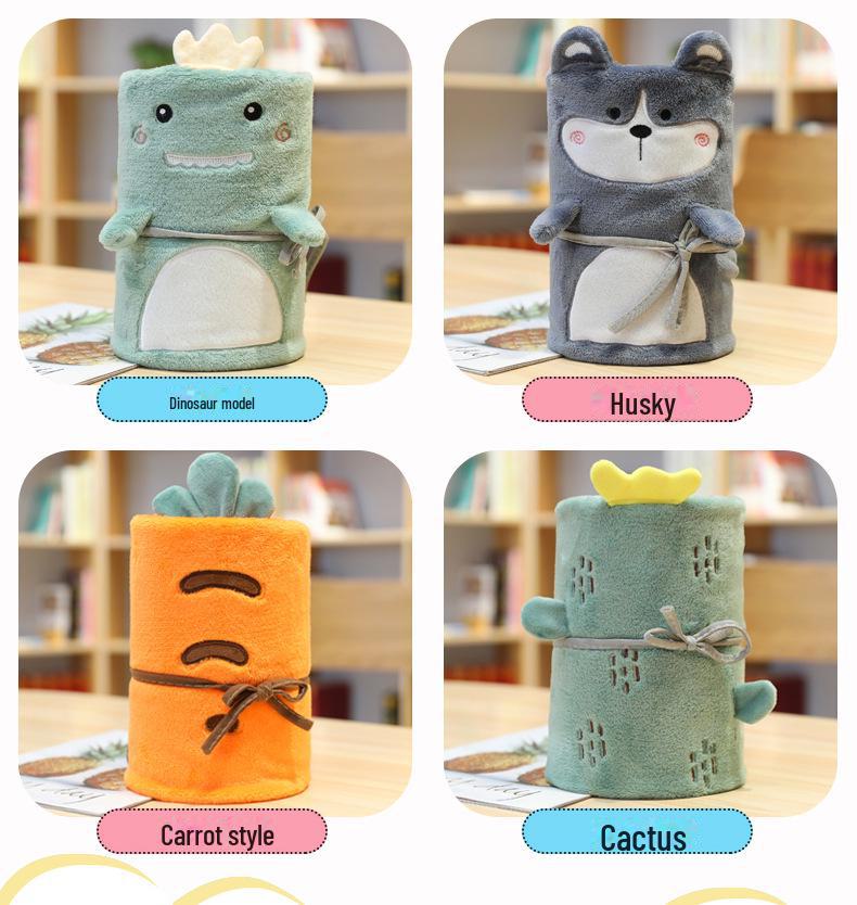 Портативное фланелевое одеяло с изображением мультяшных животных и фруктовым узором для дома или офиса