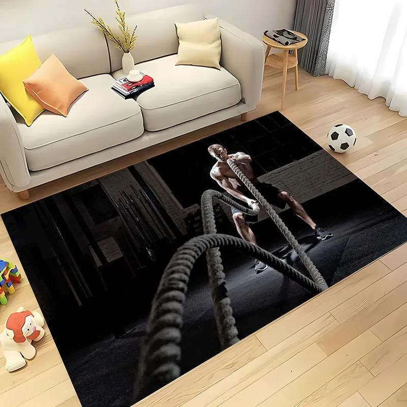 3D Printing GYM Theme Large Area Carpets for Home Living Room  Children's Bedroom Sofa Doormat Kitchen Floor Rugs Anti-slipDecor
