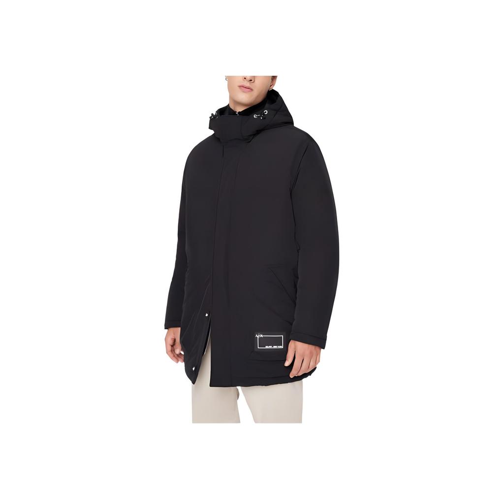 Armani Exchange Однотонная хлопковая куртка с капюшоном и вышивкой-патчем Мужские куртки Черный 6LZK32-ZNUKZ-1200