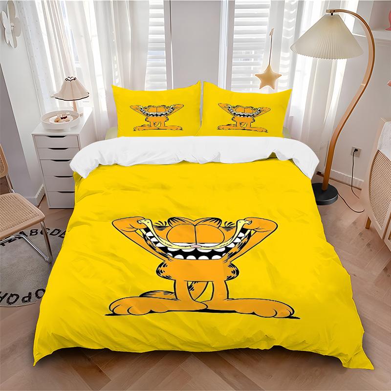 Garfield'S Big Smile Print 3Pcs Bedding Setduvet Cover With 2 Bedropillowcase Home Birthday Gift