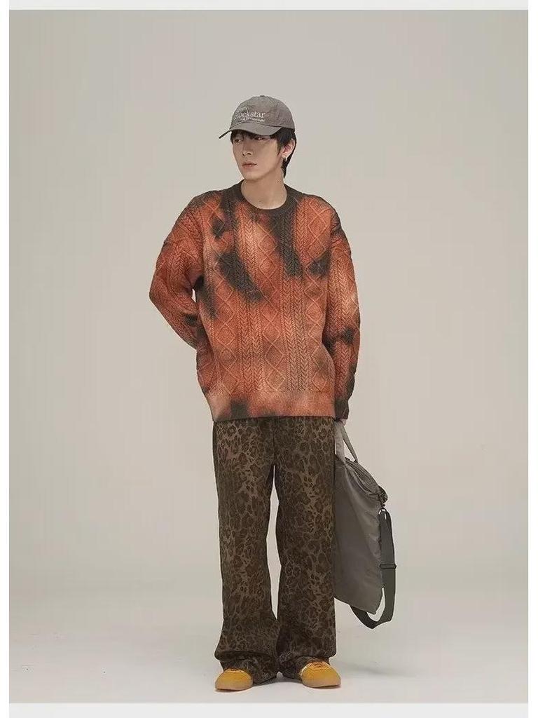 Women's American Retro Leopard Print Wide-Leg Jeans - Hip-Hop Inspired Autumn Design