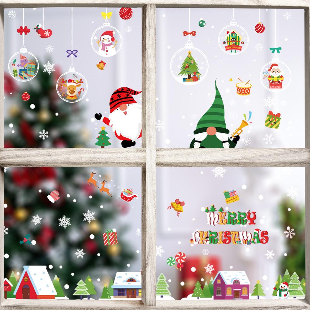 Christmas Window Decal Santa Claus Snowflake Stickers Winter Wall Decals For Kids Rooms New Year Christmas Window Decorations