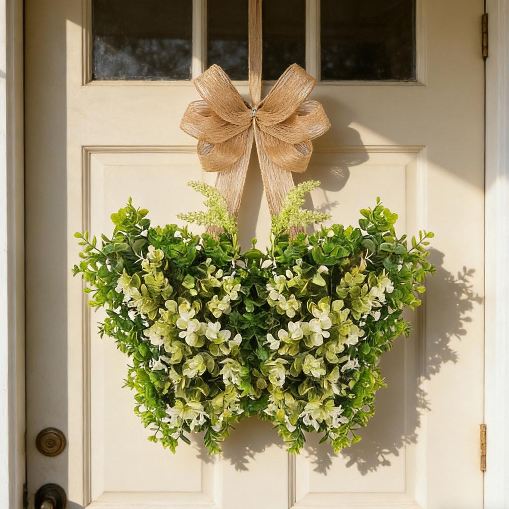 Рождественский шар Флок Игольчатый венок Украшение Креативный бант Венок из красных ягод и лозы