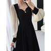 "Plus Size Hepburn Style Long-Sleeve Dress for Spring & Autumn Women"