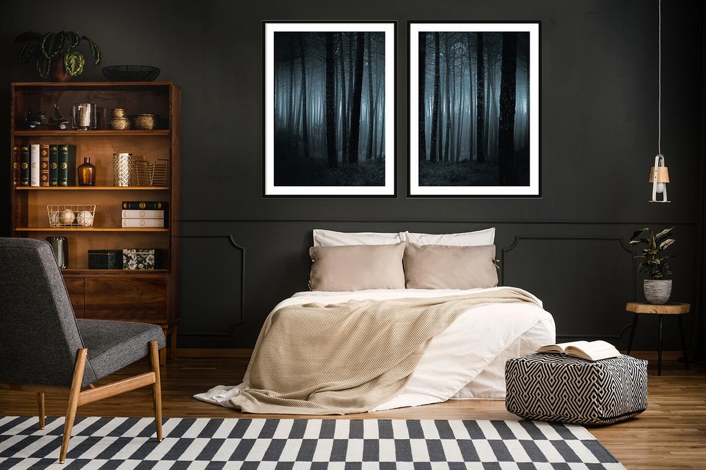 Picture posters In a frame 53x73cm Diptych Set of 2 pictures Forbidden Forest P290