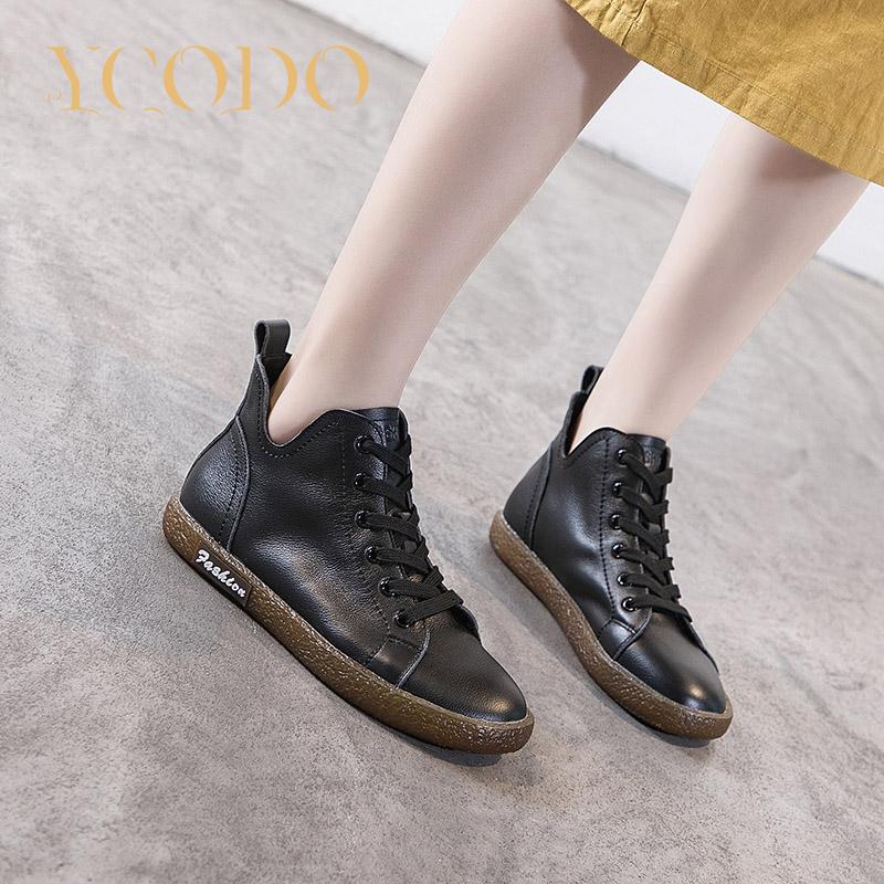 Женские весенне-осенние кожаные туфли с высоким берцем на мягкой подошве, маленькие белые туфли на плоской подошве, повседневная студенческая обувь для девочек