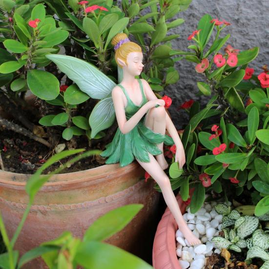 Фигурка Феи цветов Юшэн, расписанная, сидящая, статуэтка феи, садовая скульптура феи для украшения комнатных и уличных кашпо, бонсай