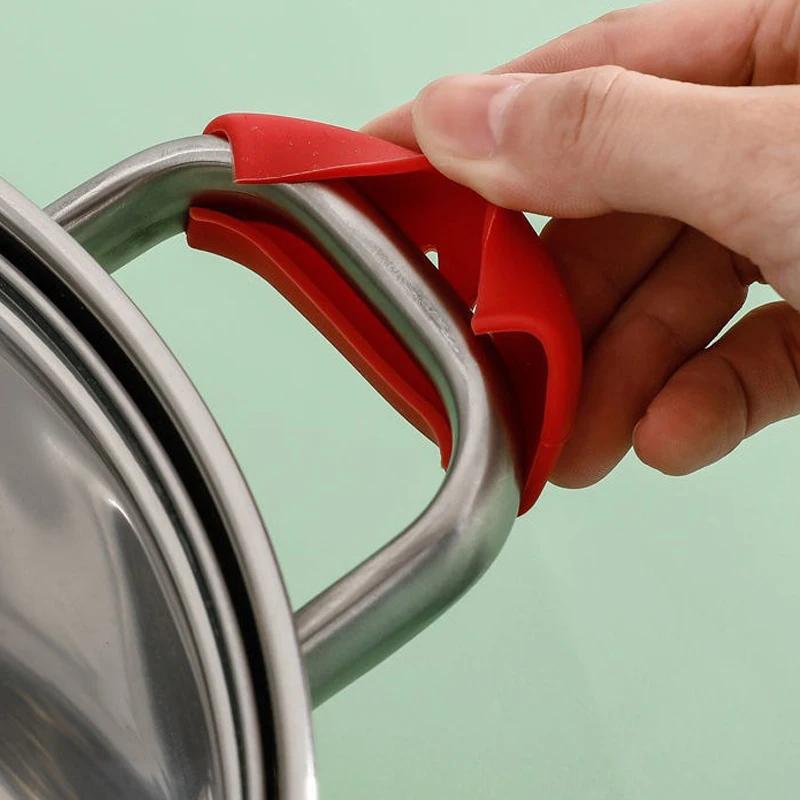 2/4 шт. Силиконовые накладки на ручки сковороды, защита от ожогов, нескользящие, защитные, крышка для пароварки, держатель для кастрюли, полезные кухонные гаджеты и инструменты