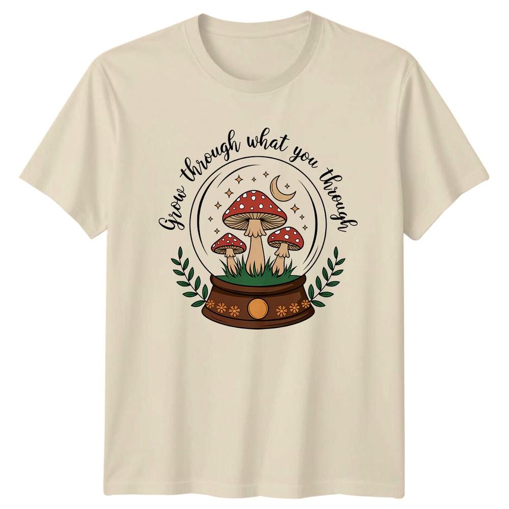 Grow Through What You Through Mushroom Celestial Boho TShirt