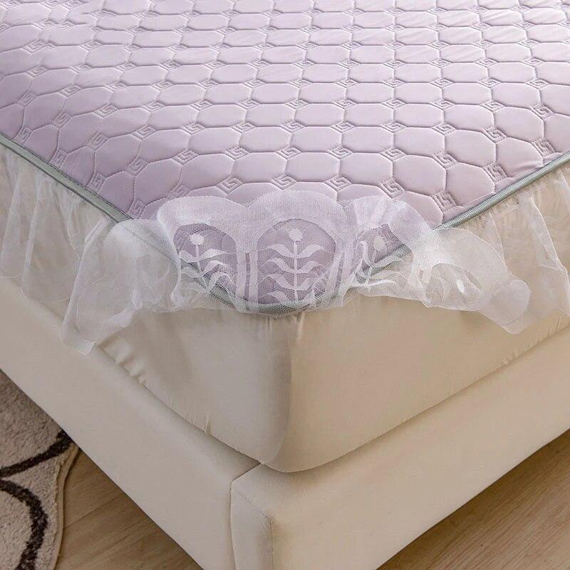 Летняя крутая латексная простыня, наволочка, комплект из 3 предметов, домашний текстиль, двуспальное покрывало с кружевом, нескользящий наматрасник, покрывало на кровать