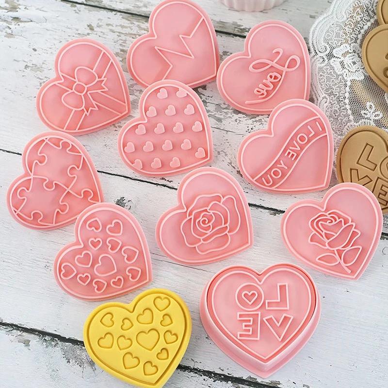 11 шт. Форма для печенья в форме сердца ко Дню святого Валентина, инструменты для резки печенья LOVE, формы для выпечки сахарных пирожных на вечеринку, кухонный инструмент для выпечки