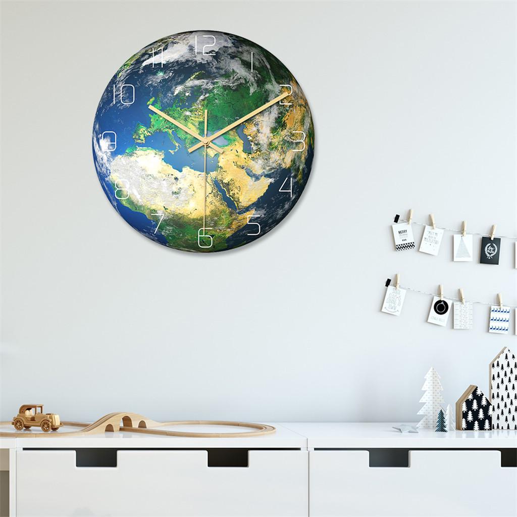 Светящиеся земные настенные часы из акрилового материала бесшумные настенные часы для домашнего декора