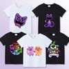 Футболка Smilings Critters для детей с принтом мультяшных персонажей, одежда с коротким рукавом, детская летняя, белая, черная основа, повседневные топы