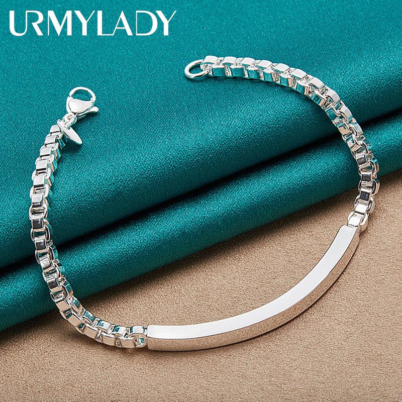 URMYLADY браслет-цепочка из стерлингового серебра 925 пробы 4 мм с коробкой для женщин и мужчин, модные ювелирные изделия для свадебной вечеринки