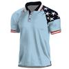Patriotic American Flag Print Polo Shirt, Casual Short Sleeve Top
