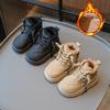 Детские ботинки Мартин 25 Зимние Новые Флисовые Теплые Хлопковые Туфли Детские Снежные Ботинки Мальчики и Девочки Кожаные Ботинки Модные Короткие Ботинки
