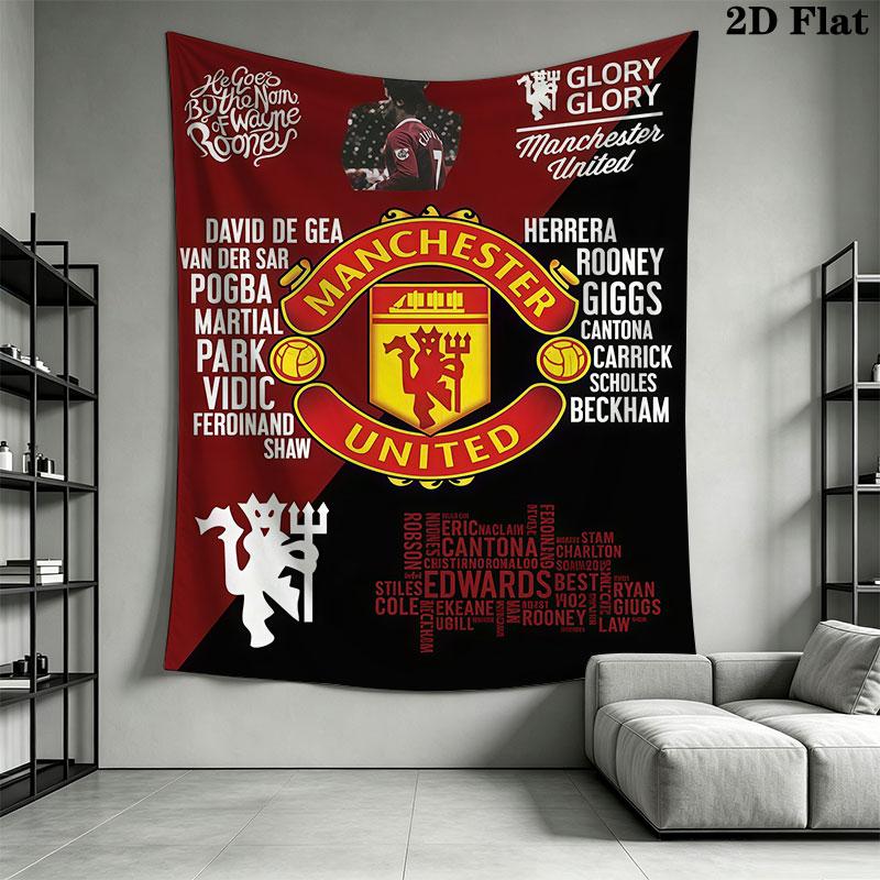 Man Utd Q Wall Hanging Printed Fabric Blanket Decorative Tapestries for Bedroom Living Room Home Decor