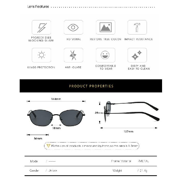 Metal-framed cat-eye sunglasses, retro style, trendy, suitable for driving