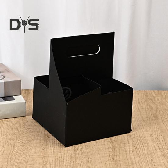 10 шт. одноразовых контейнеров для напитков на вынос, держатель для 2 или 4 стаканов из картона с ручкой, контейнер для горячих или холодных напитков для доставки еды на вынос