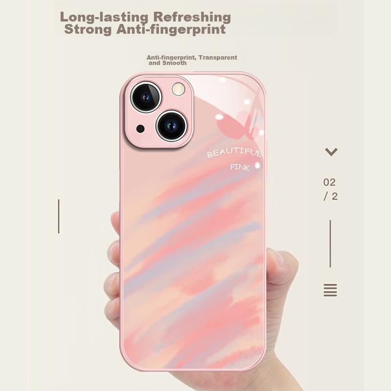 Liquid Glass Hard Backplate Soft Case for Apple IPhone 13, Full Protection, Excellent Feel, Fresh Design for Girls And Boys, Stylish And Shockproof