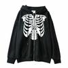 Gothic Hoodie Long Sleeve Harajuku Skeleton Sweatshirt Women Y2K Aesthetic Hip Hop Streetwear Vintage Zipper Up Clothes