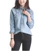 Long Sleeve Denim Dungaree Oxford Solid Indigo Light C&CL Women's Shirt/Blouse, Cotton, Color, Casual, Spring/Fall, (JP, Alphabet, Small, Blue)