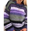 Sweater Autumn Winter Women Loose Knitted Pullover Sweaters of The Rainbow Striped Long-sleeved Women's Warm O-neck Top