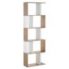 Bookcase, S-Shaped Wooden Bookshelf, 5/6 Tiers Freestanding Storage Shelf, Home Office Decorative Display Stand Rack, Oak and White