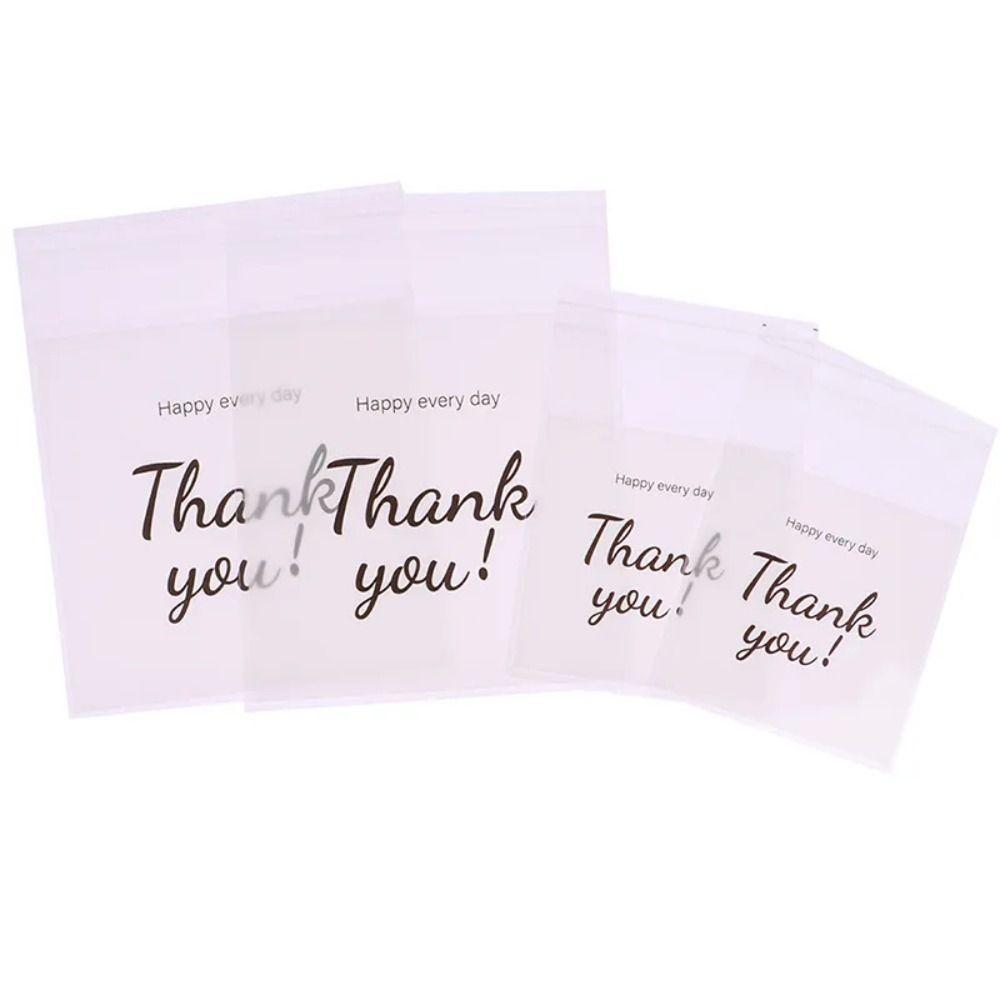 100Pcs Plastic Candy Gift Bags Thank You Cookies Baking Packaging Bag  Xmas Gift Packaging Bags