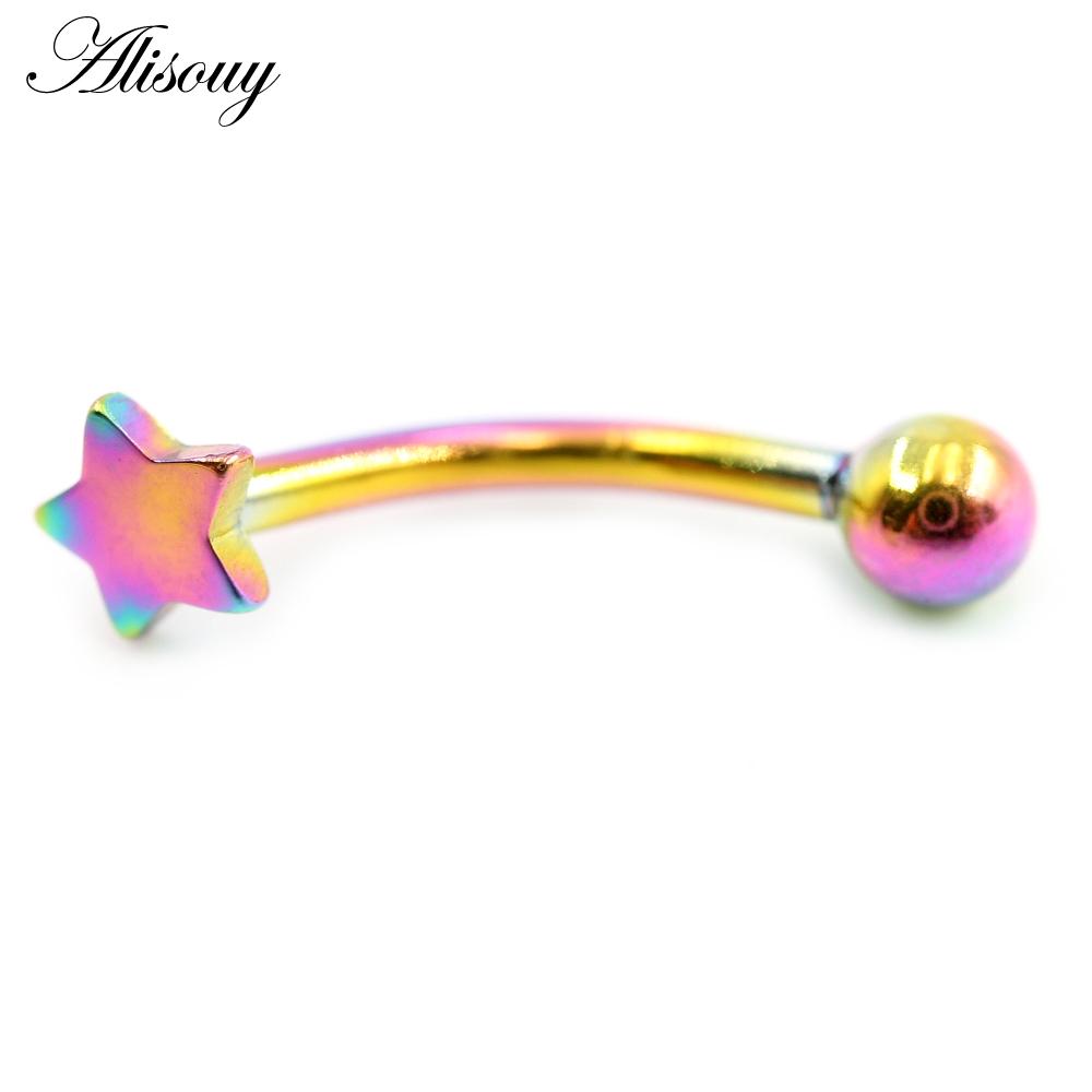 Alisouy 2 шт., сердце, крест, звезда, цветок, сталь, циркон, CZ, изогнутое кольцо для губ, кольцо для губ, серьги Daith Helix, украшения для пирсинга