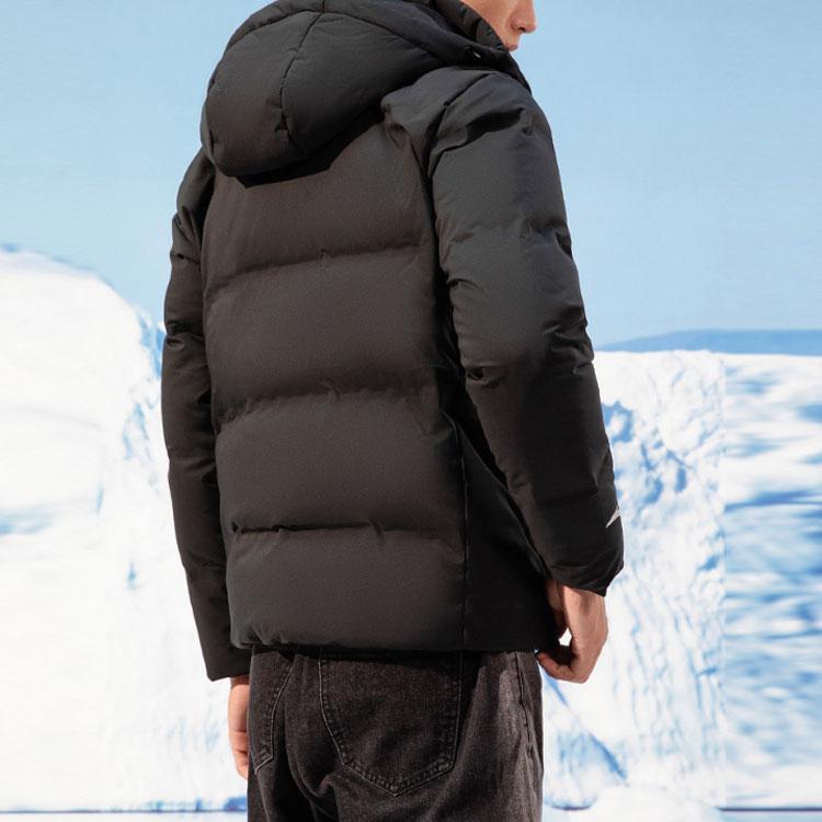 Anta Короткий теплый пуховик с капюшоном Flame Technology, мужская верхняя одежда, черный 952147911-3