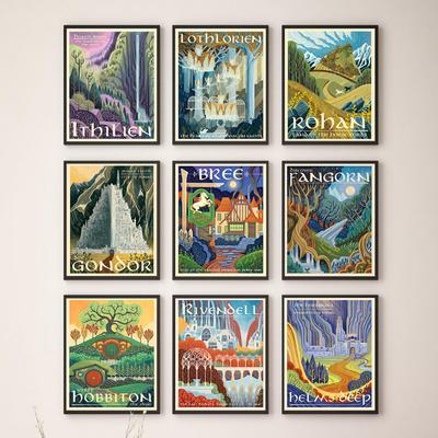 Толкин, настенная живопись на холсте, настенные картины, пейзаж Средиземья, плакаты с изображением Властелина колец, крутые принты, забавная картина на холсте, подарок