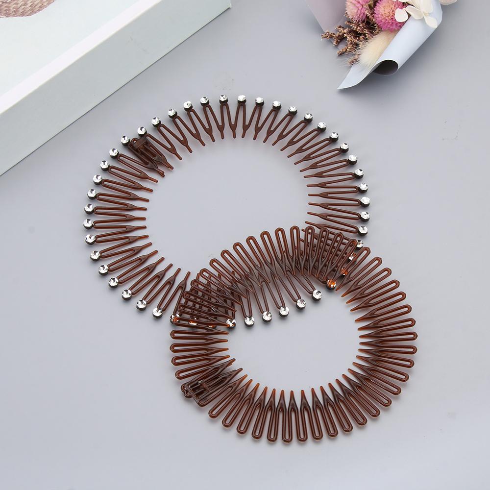Elastic Hair Band Flexible Plastic Comb Foldable Rhinestone Hair Clip Hair Accessories For Travel Makeup Bath For Swimming